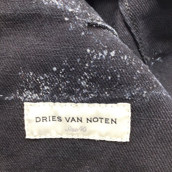 DRIES VAN NOTEN BLACK / WHITE MARBLE BLEACH TIE-DYE DENIM VIONAS JACKET - Picture 4 of 6